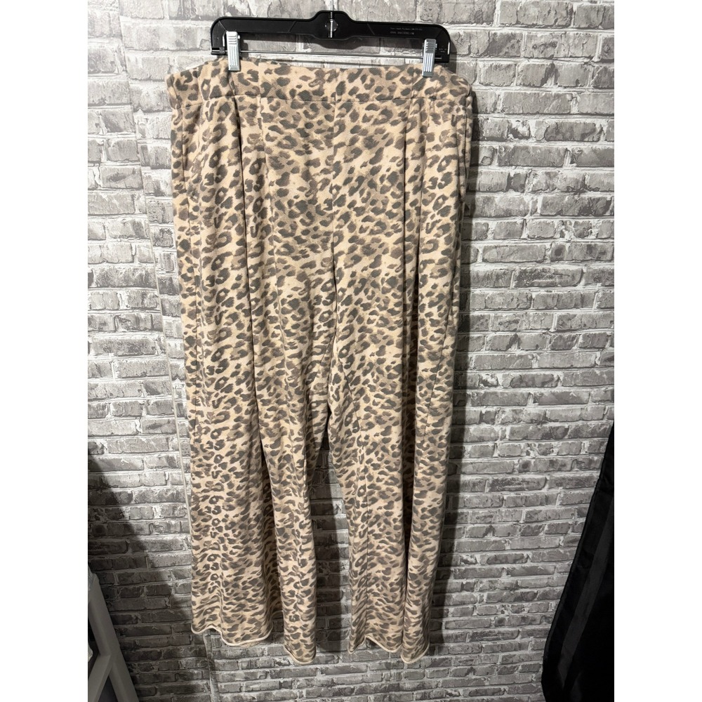 Aerie Leopard Print Wide Leg Lounge Pants Tan Brown XL Long